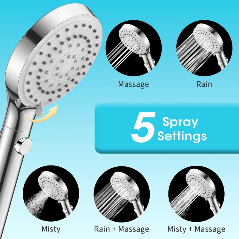 FASDUNT Shower Head with Handheld, Filtered Shower Head with 80" Extra Long Hose, 20-Stage Filter for Softening Hard Water to Improve Hair and Skin Problems - Image 5